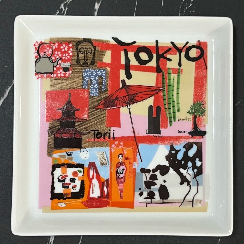 6 Crate & Barrel Road Trip City Scenes Appetizer Plates Global Cities 6” White - Picture 3 of 12
